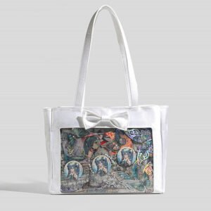 Black Ita Bag Kawaii Anime Bowknot Tote