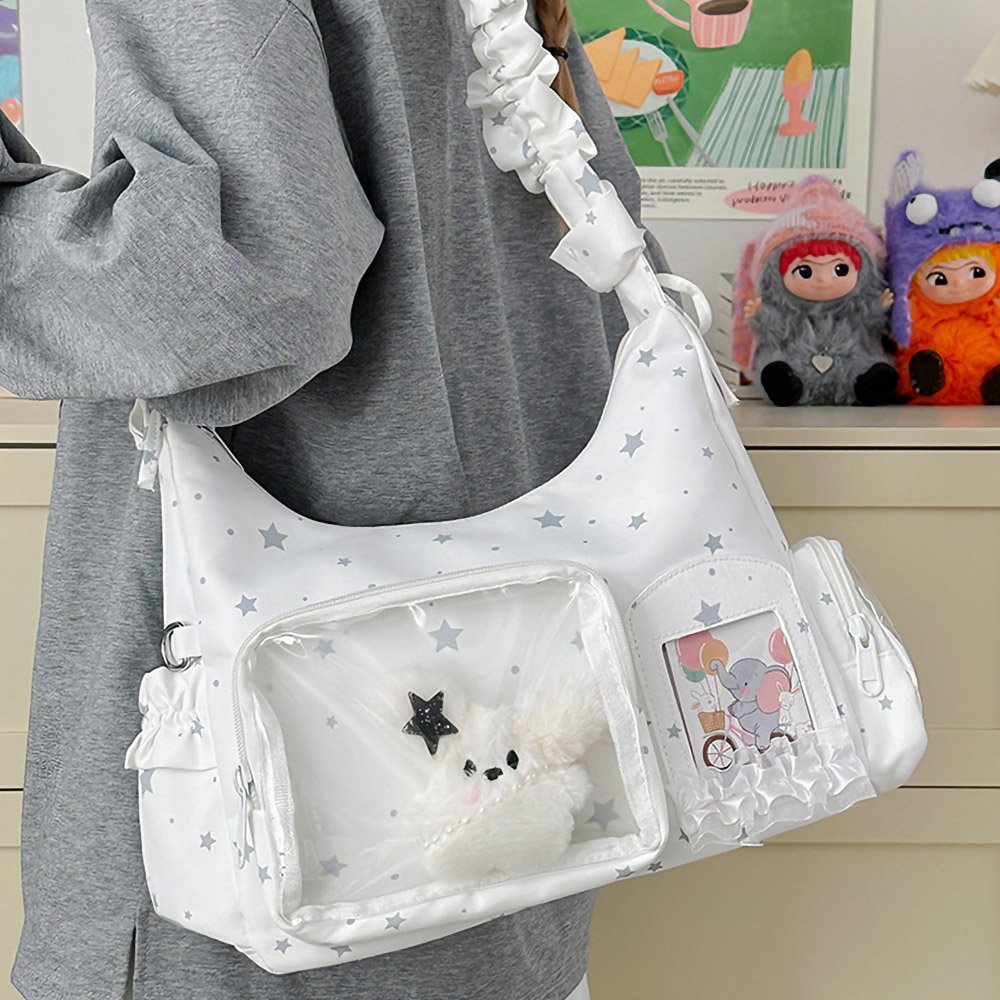 Black Ita Bag Star Print Cute Y2K Hobo
