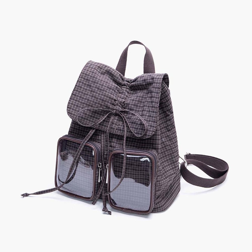 Cute Drawstring Ita Bag Backpack Dual Clear Pockets