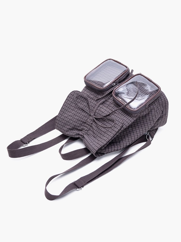 Cute Drawstring Ita Bag Backpack Dual Clear Pockets