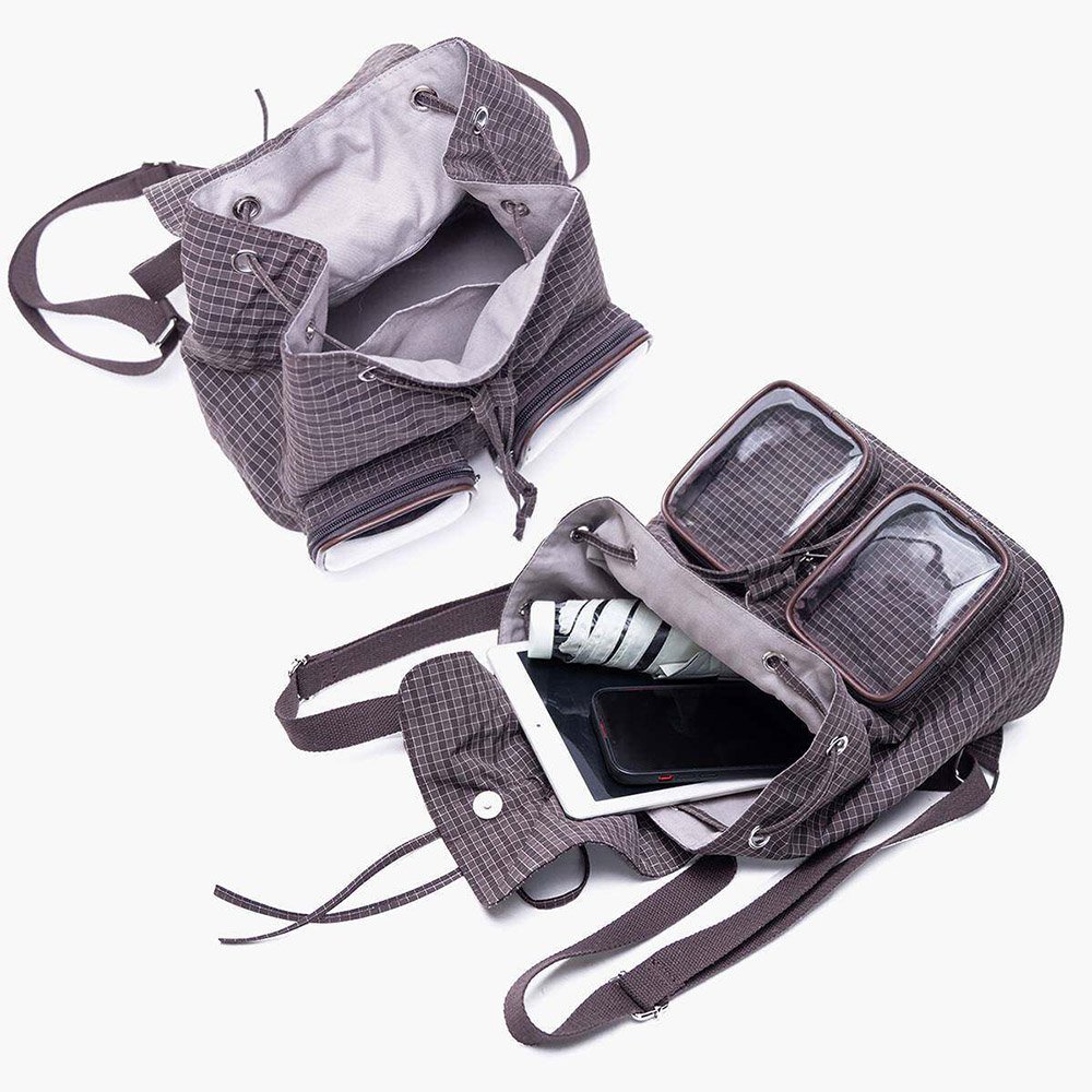 Cute Drawstring Ita Bag Backpack Dual Clear Pockets