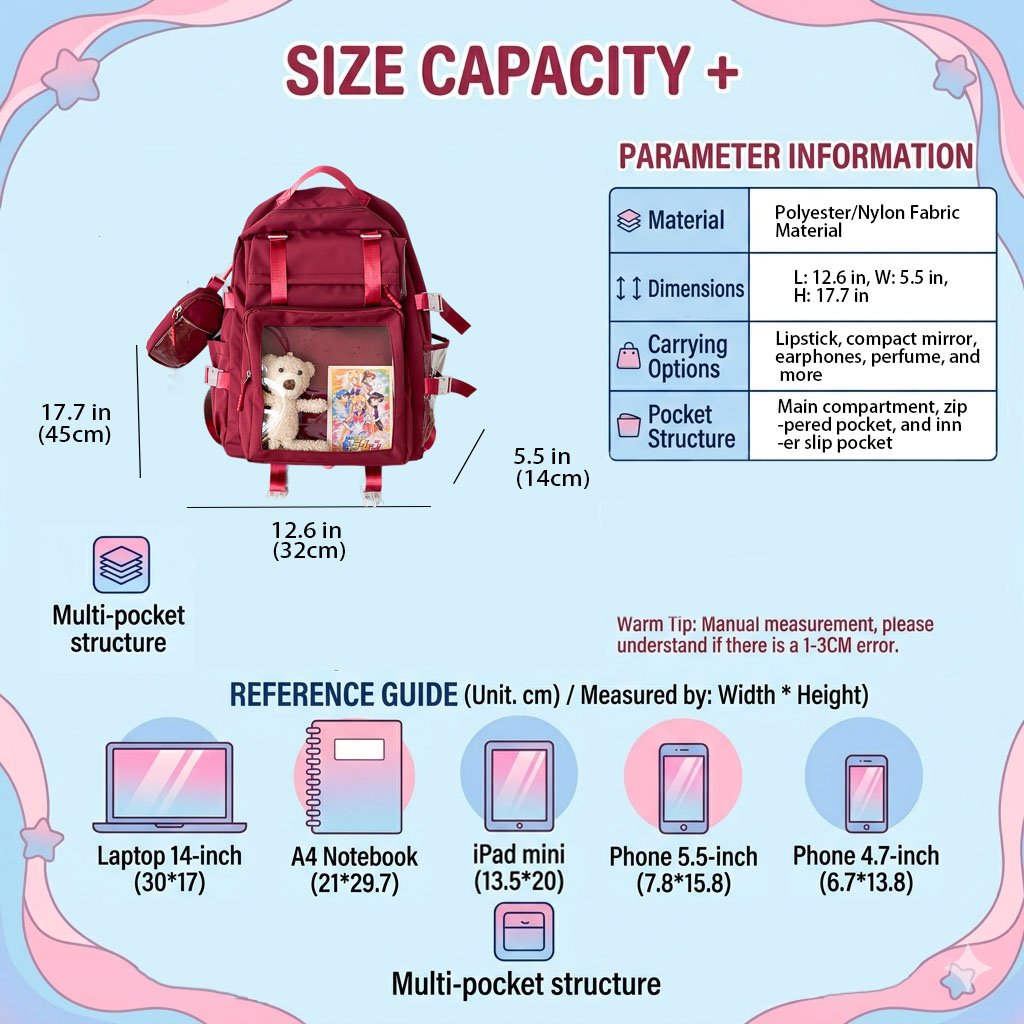 Cute Ita Bag Backpack Minimalist Multi Color