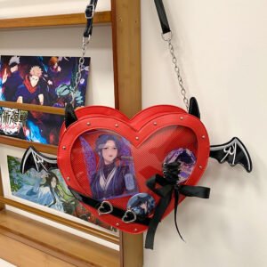 Goth Ita Bag Devil Wing Heart Stud Crossbody