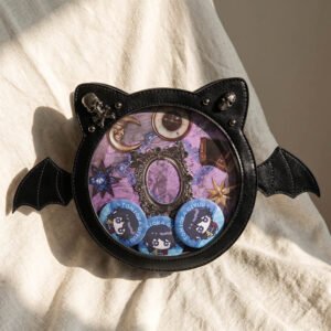 Gothic Bat Cat Black Ita Bag Crossbody Bag with Skull Window