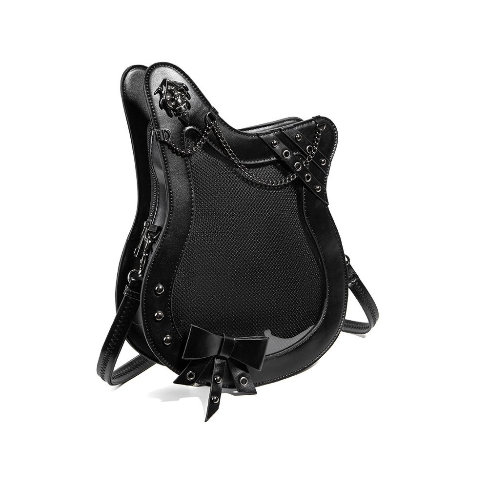 Gothic Guitar Shaped Ita Bag with Rose Chain Detail