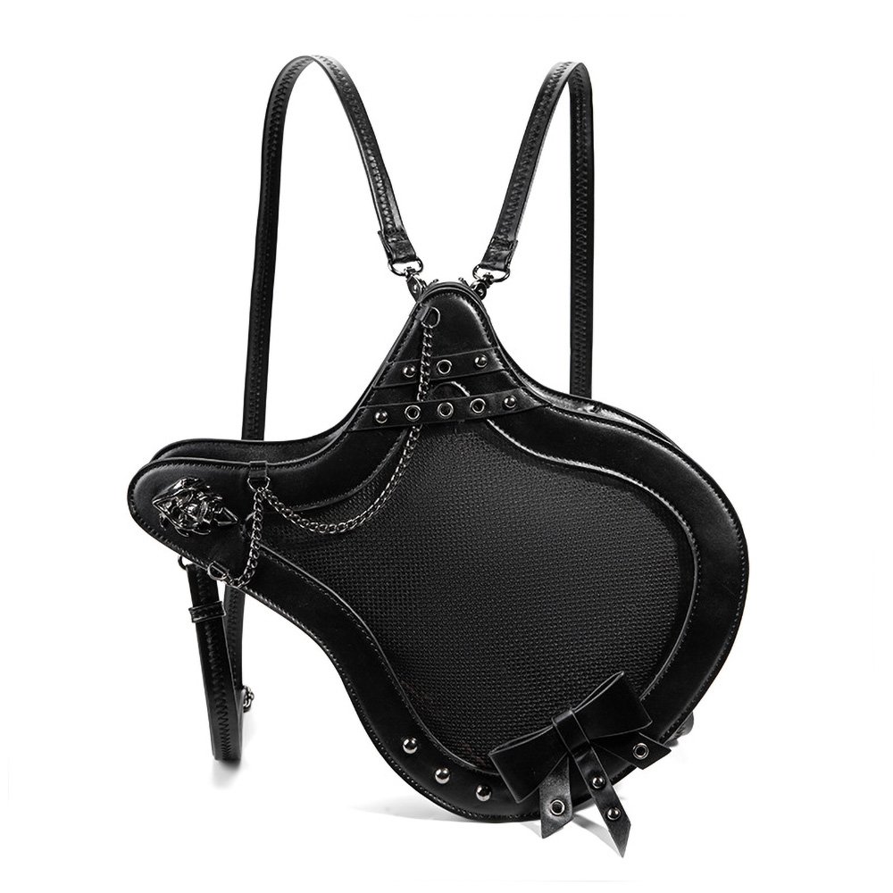 Gothic Guitar Shaped Ita Bag with Rose Chain Detail