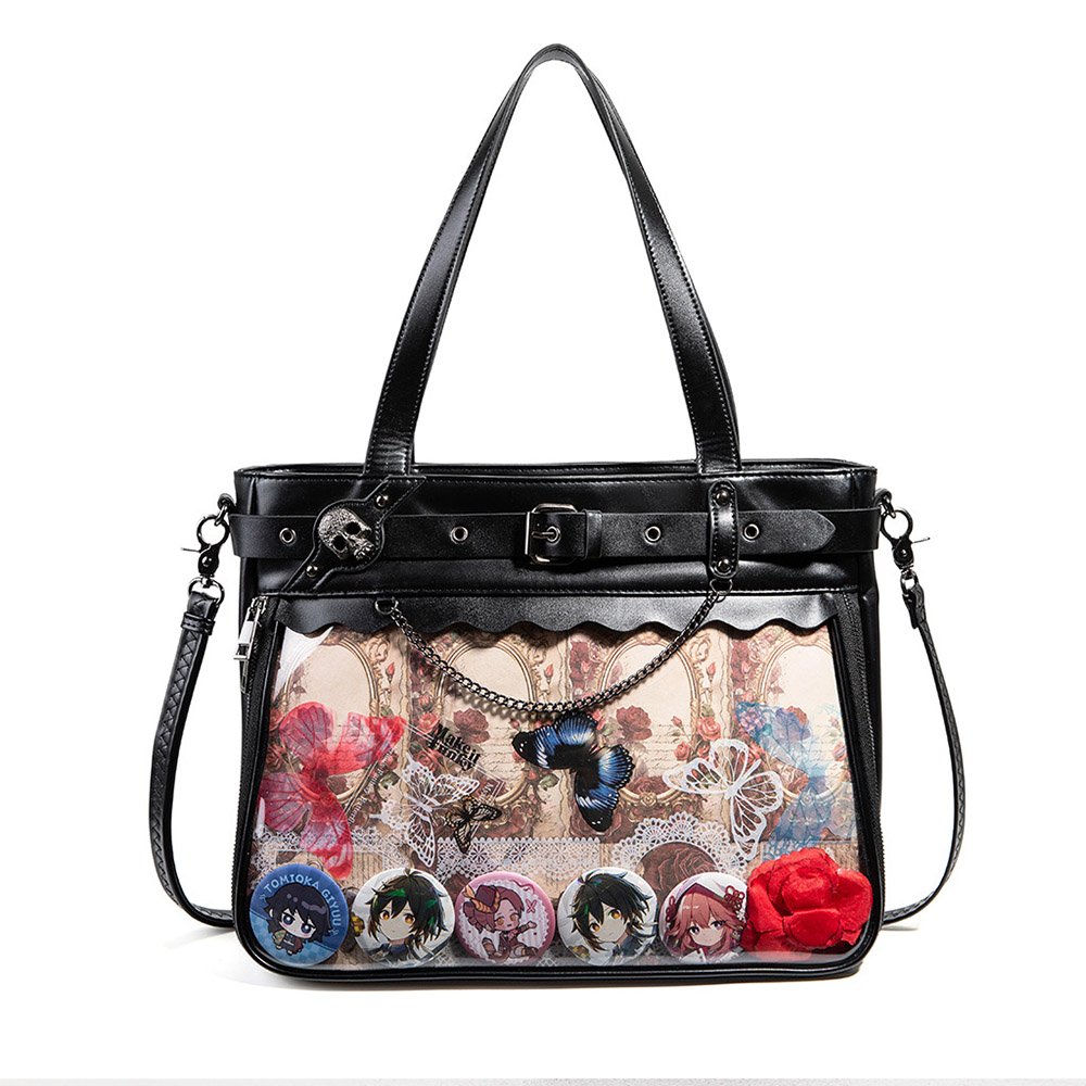 Gothic Skull Belt Ita Bag Tote Large Clear Window