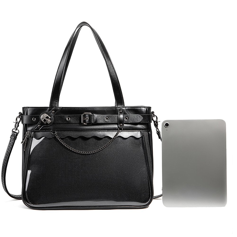 Gothic Skull Belt Ita Bag Tote Large Clear Window