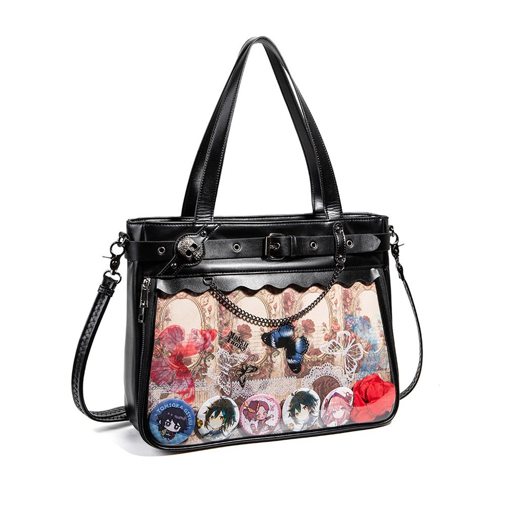 Gothic Skull Belt Ita Bag Tote Large Clear Window