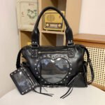 Gothic Studded Heart Black Ita Tote Bag
