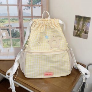 Ita Bag Backpack Gingham Drawstring Bucket