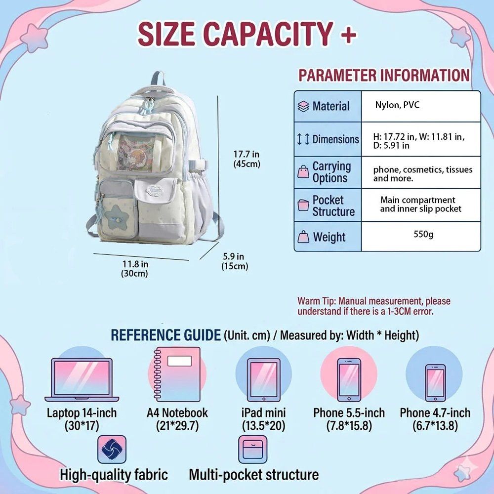 Ita Bag Backpack Kawaii DIY Pins Display