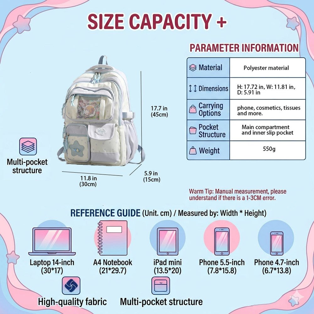 Ita Bag Backpack Kawaii DIY Pins Display