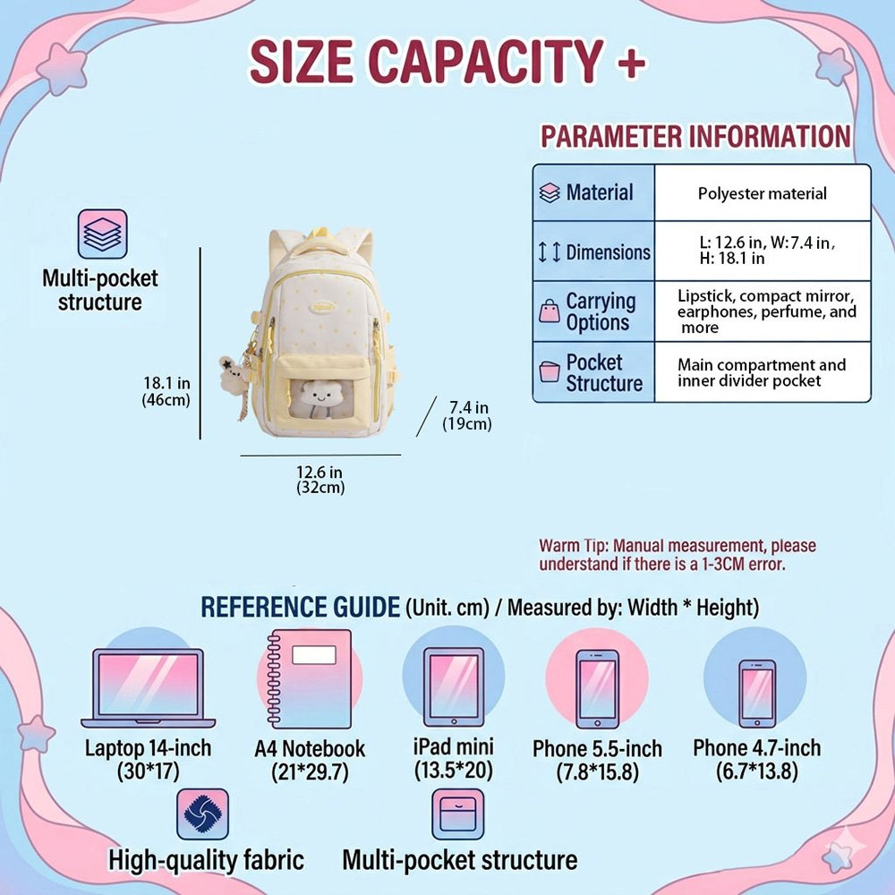 Ita Bag Backpack Star Print Display Bag