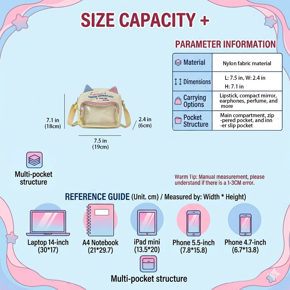 Ita Bag Crossbody Cat Ear Contrast Color