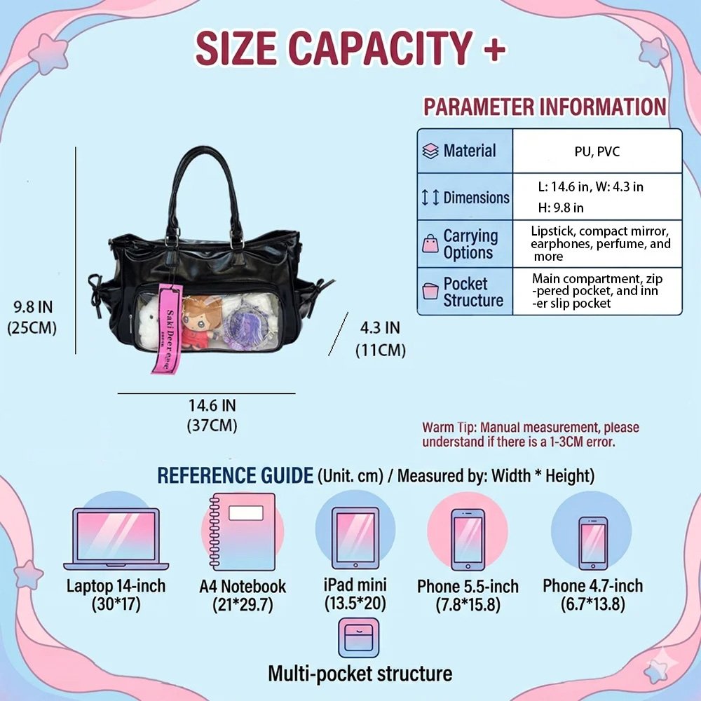 Black Ita Bag Crossbody Large Display Tote