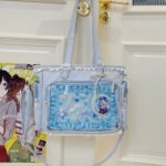 Blue Ita Bag Crossbody Tote with Lace Trim