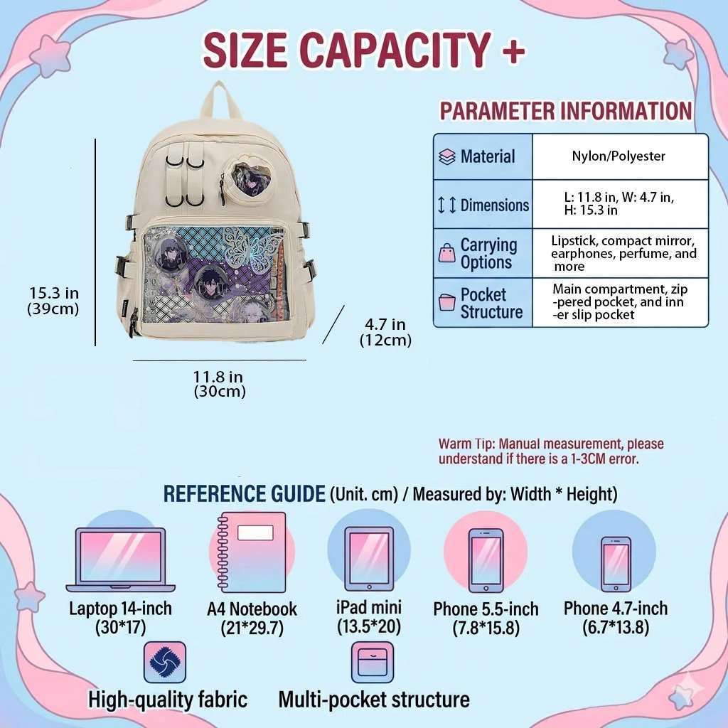 Ita Bag Japan Student Casual Clear Backpack