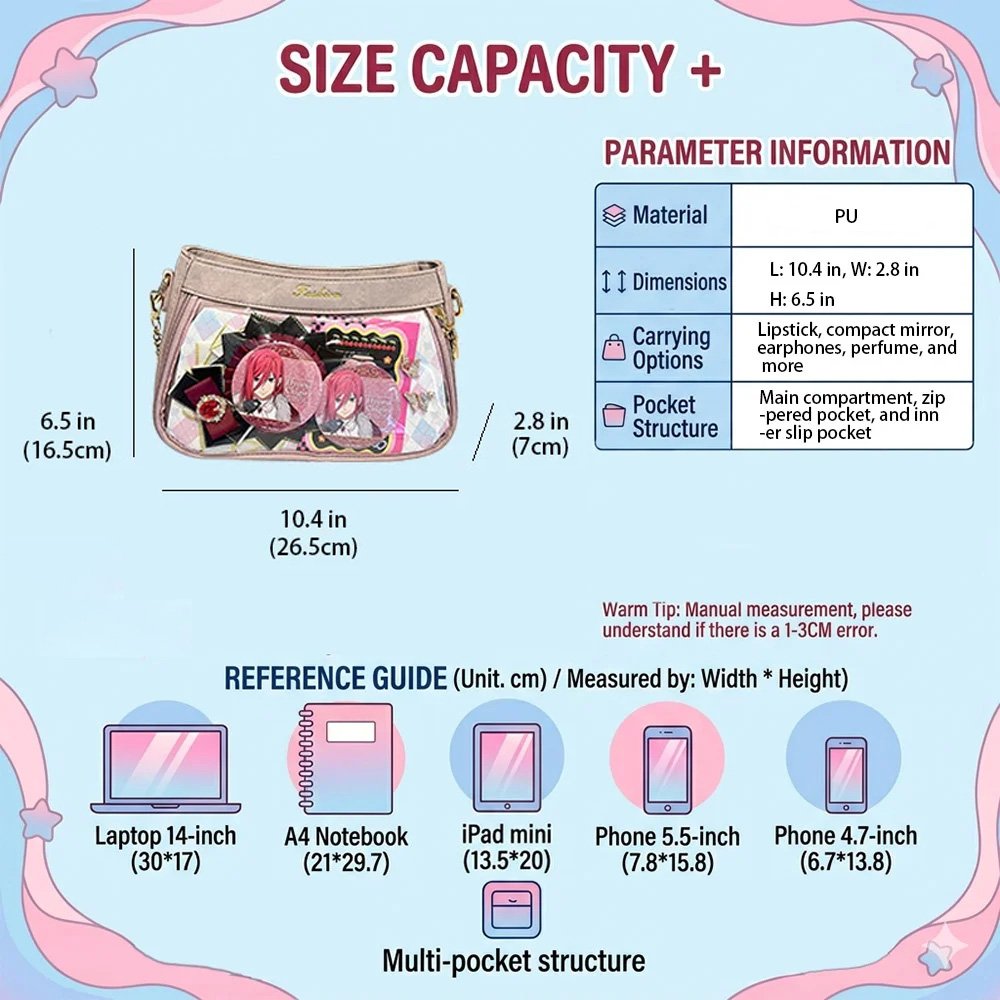 Cute Pink Mini Ita Bag Faux Leather Printed Crossbody Bag