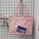 Pink Ita Tote Bag Harajuku Style Canvas Large Zip Bag