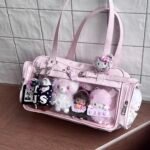 Pink Ita Bag Kawaii Large Capacity Tote with Clear Window