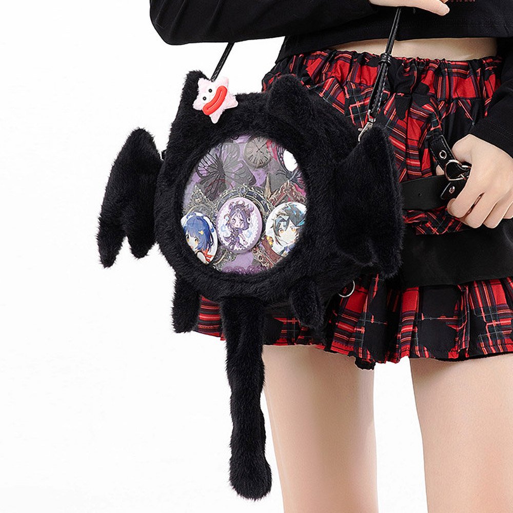 Kawaii Plush Bat Cat Ita Bag Backpack with Tail