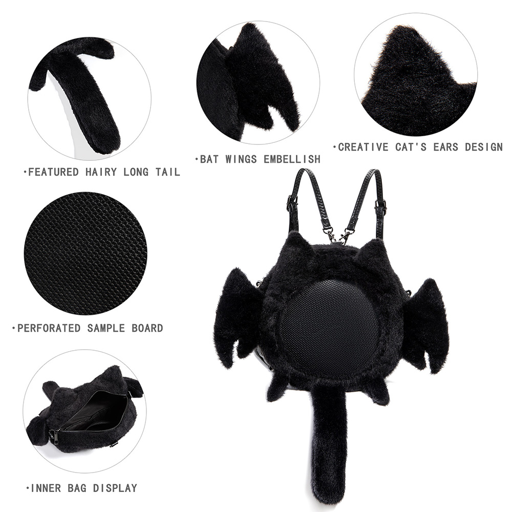 Kawaii Plush Bat Cat Ita Bag Backpack with Tail