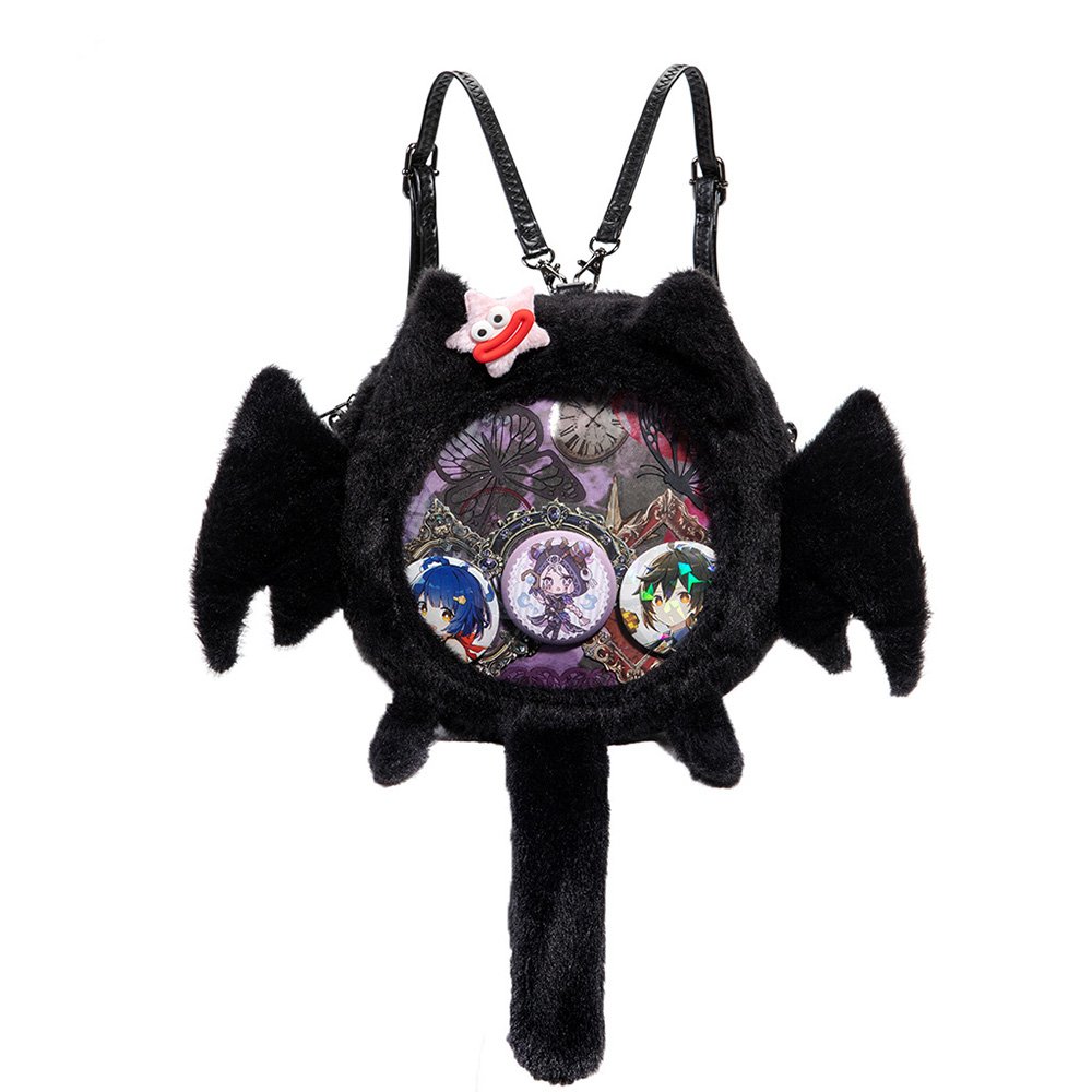 Kawaii Plush Bat Cat Ita Bag Backpack with Tail