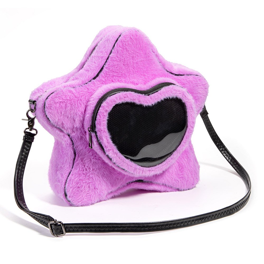 Kawaii Plush Star Ita Bag Heart Clear Window Purple