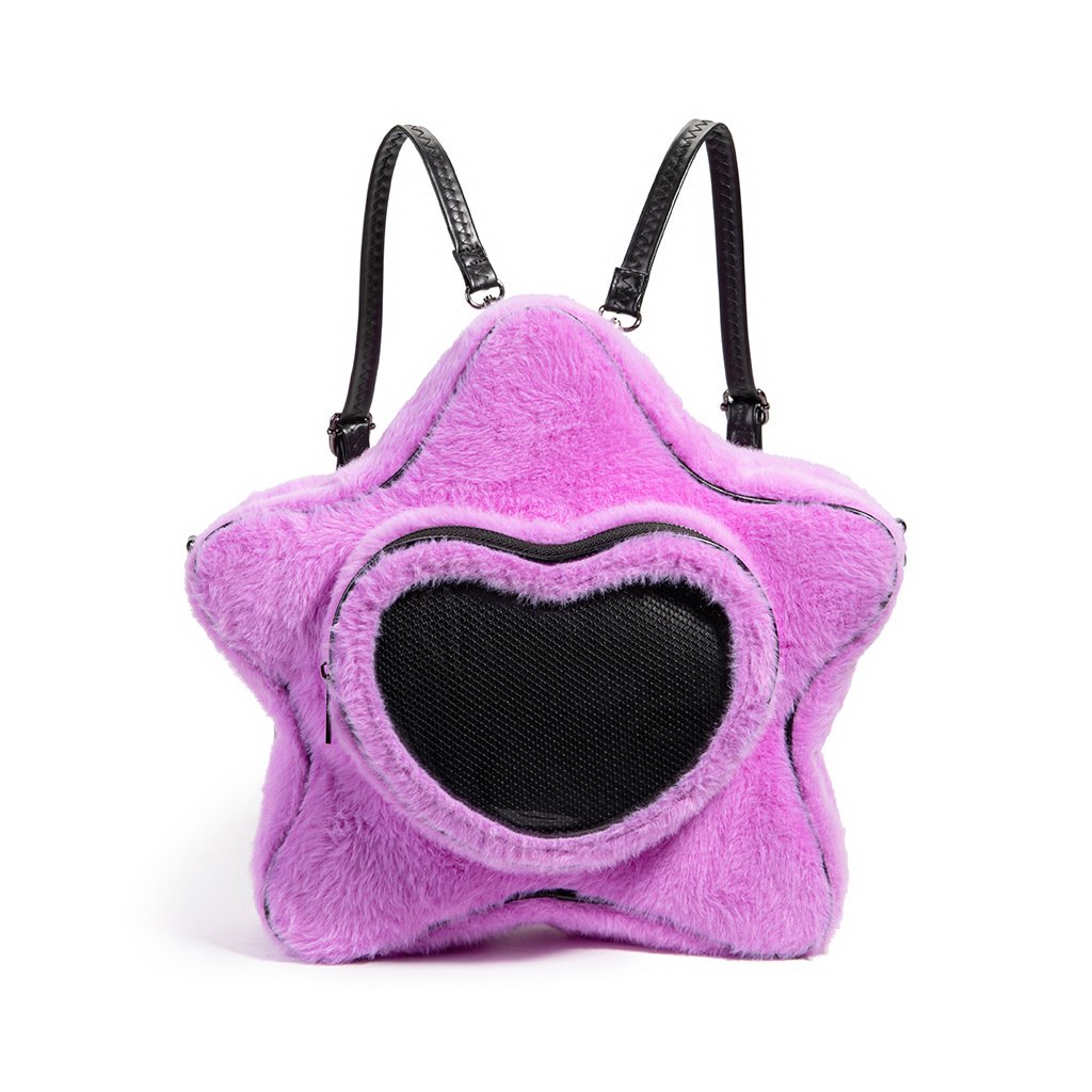 Kawaii Plush Star Ita Bag Heart Clear Window Purple