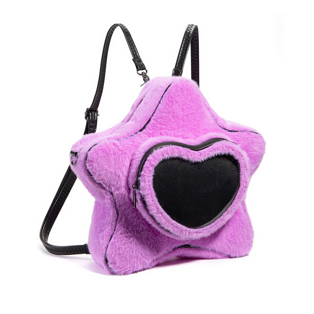Kawaii Plush Star Ita Bag Heart Clear Window Purple