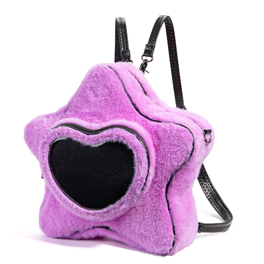 Kawaii Plush Star Ita Bag Heart Clear Window Purple