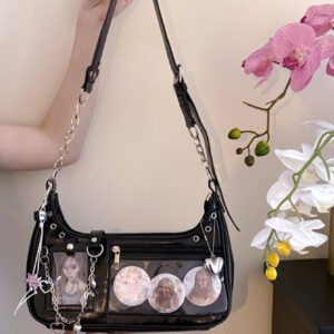 Y2K Black Ita Bag Shoulder Bag Clear Kpop Pocket