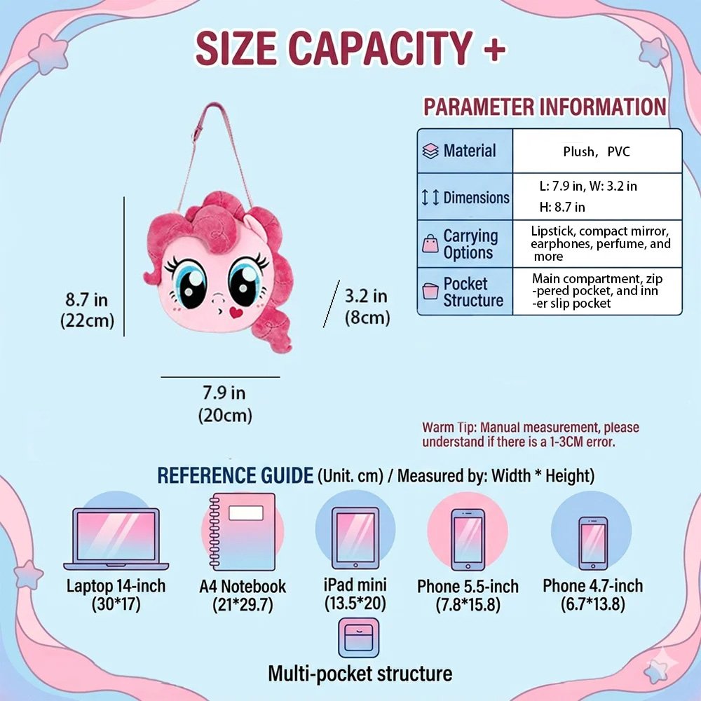 Anime Ita Bag Sweet Pony Face Plush Crossbody