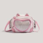 Anime Pink Ita Bag Cat Ear Heart Window Crossbody Bag