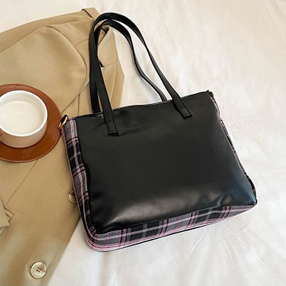 Black Ita Bag Heart Studded Plaid Academy Tote