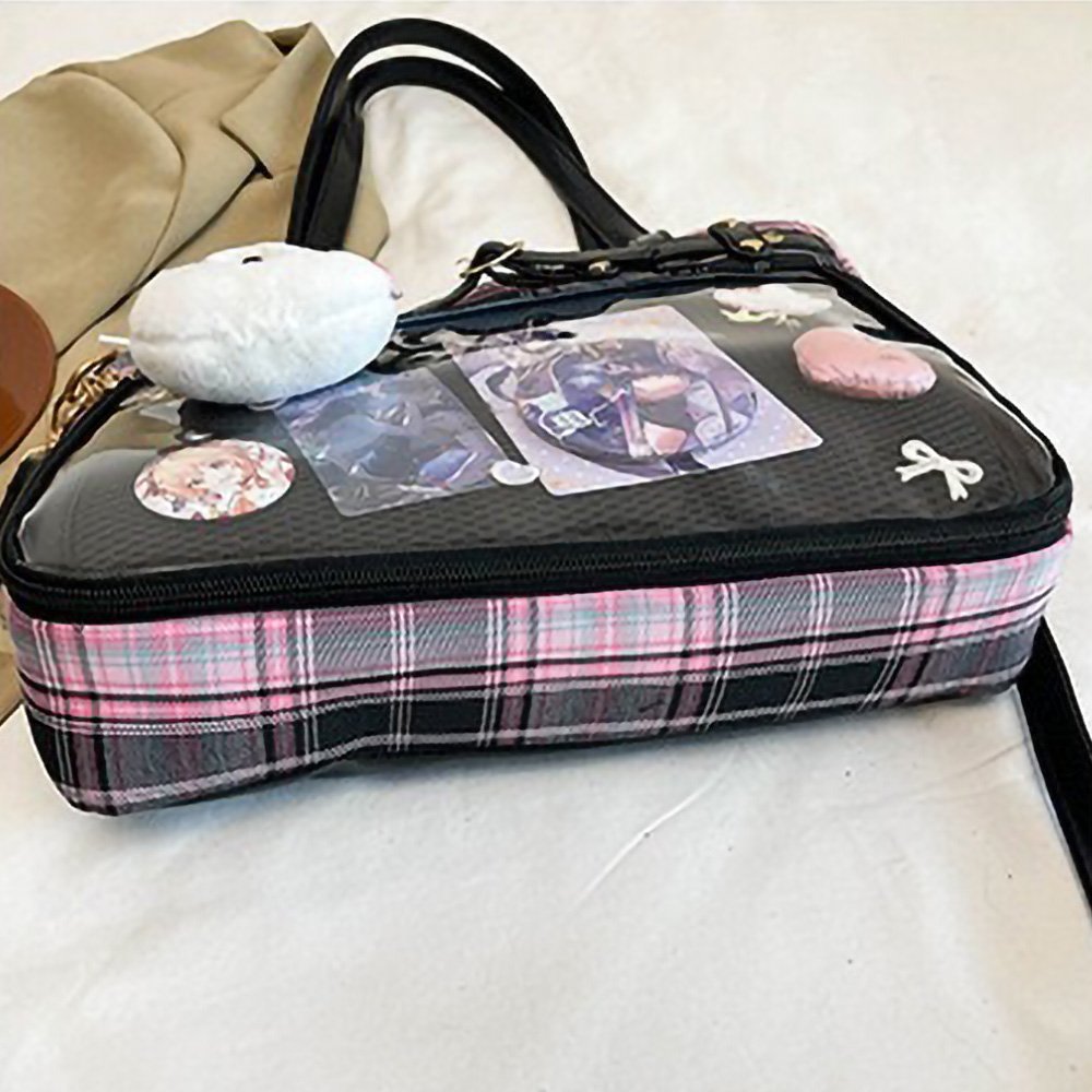 Black Ita Bag Heart Studded Plaid Academy Tote