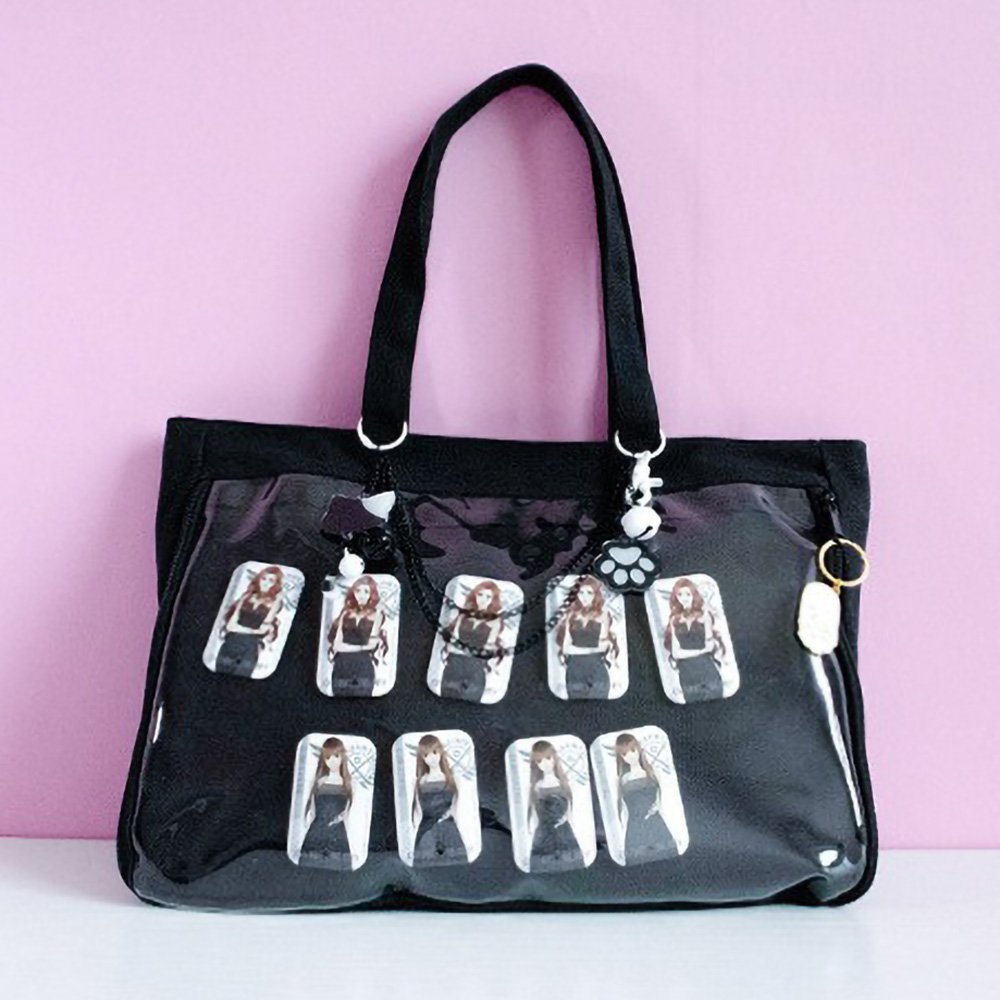 Black Ita Bag Tote Clear Window Doll Bag