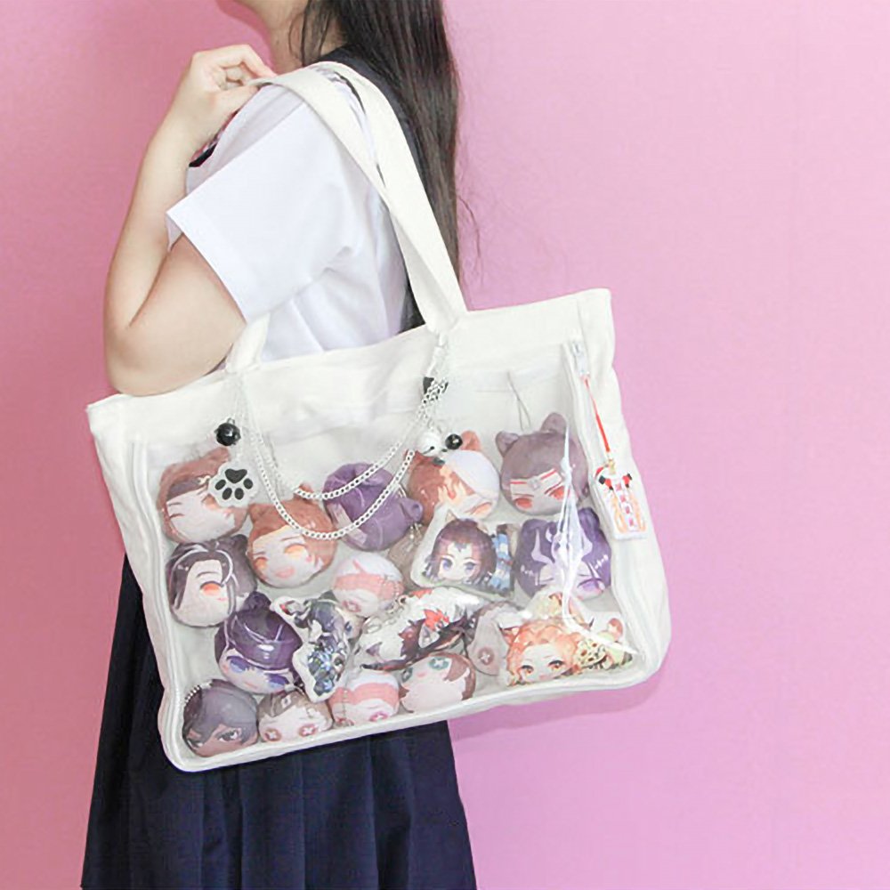 Black Ita Bag Tote Clear Window Doll Bag