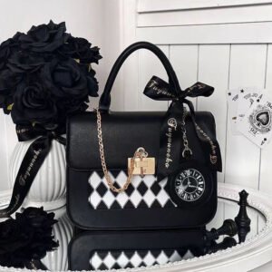 Black Vintage Clock Charm Ita Bag