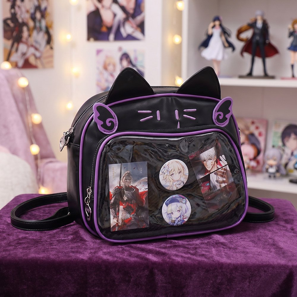 Cat Ita Bag Backpack Goth Black Purple Itabag