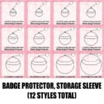 Clear Pin Badge Protector Sleeves with Keychain 12 Sizes for Collectors