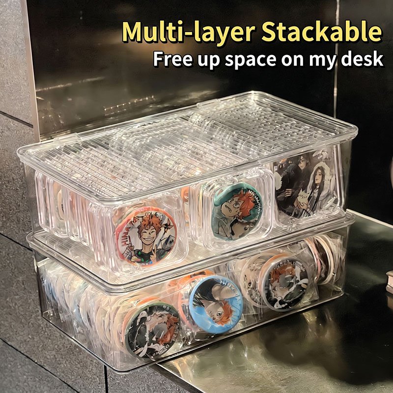 Clear Pin Badge Storage Box Organizer for Collectors