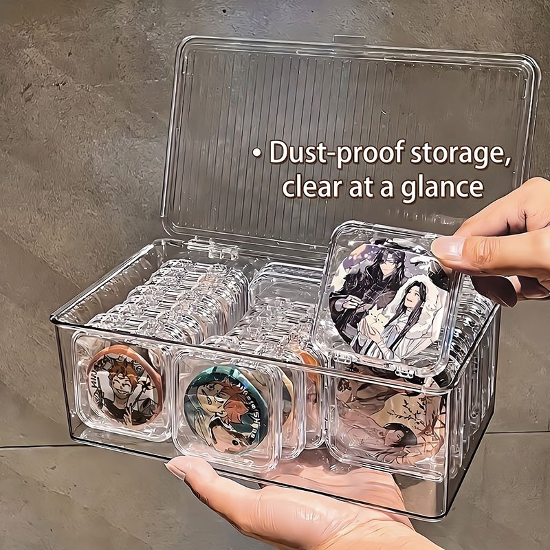 Clear Pin Badge Storage Box Organizer for Collectors