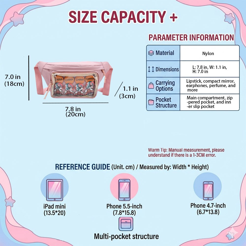 Cute Pink Ita Bag Crossbody Display