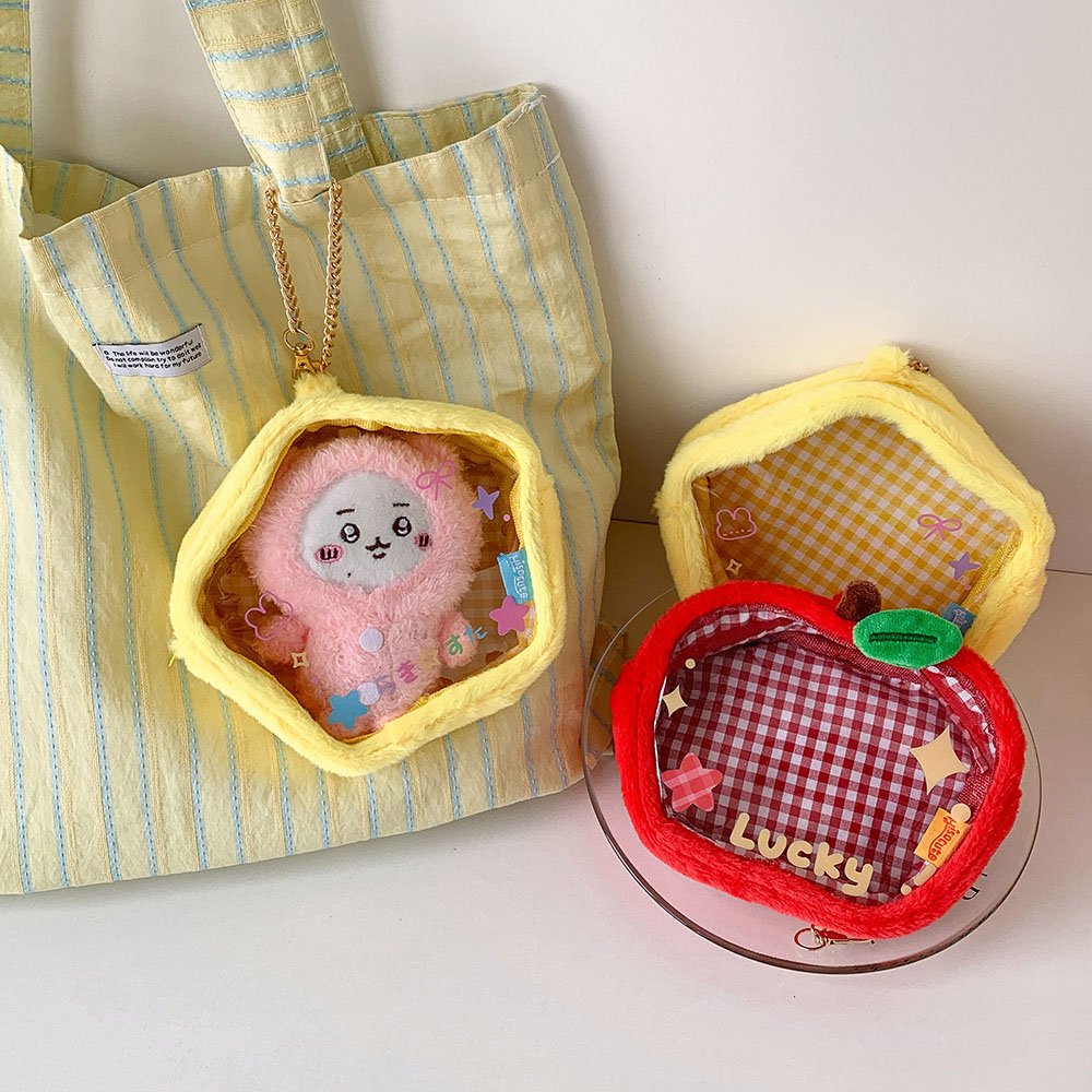 Gingham Fruit Star Plush Doll Case Charm