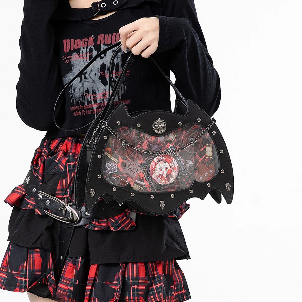 Gothic Bat Ita Bag Punk Chain Crossbody