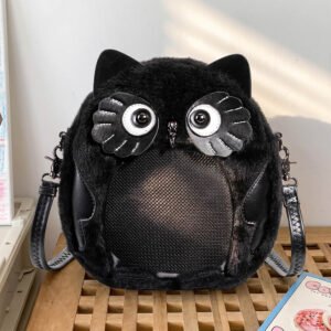 Gothic Owl Ita Bag Crossbody Plush Black