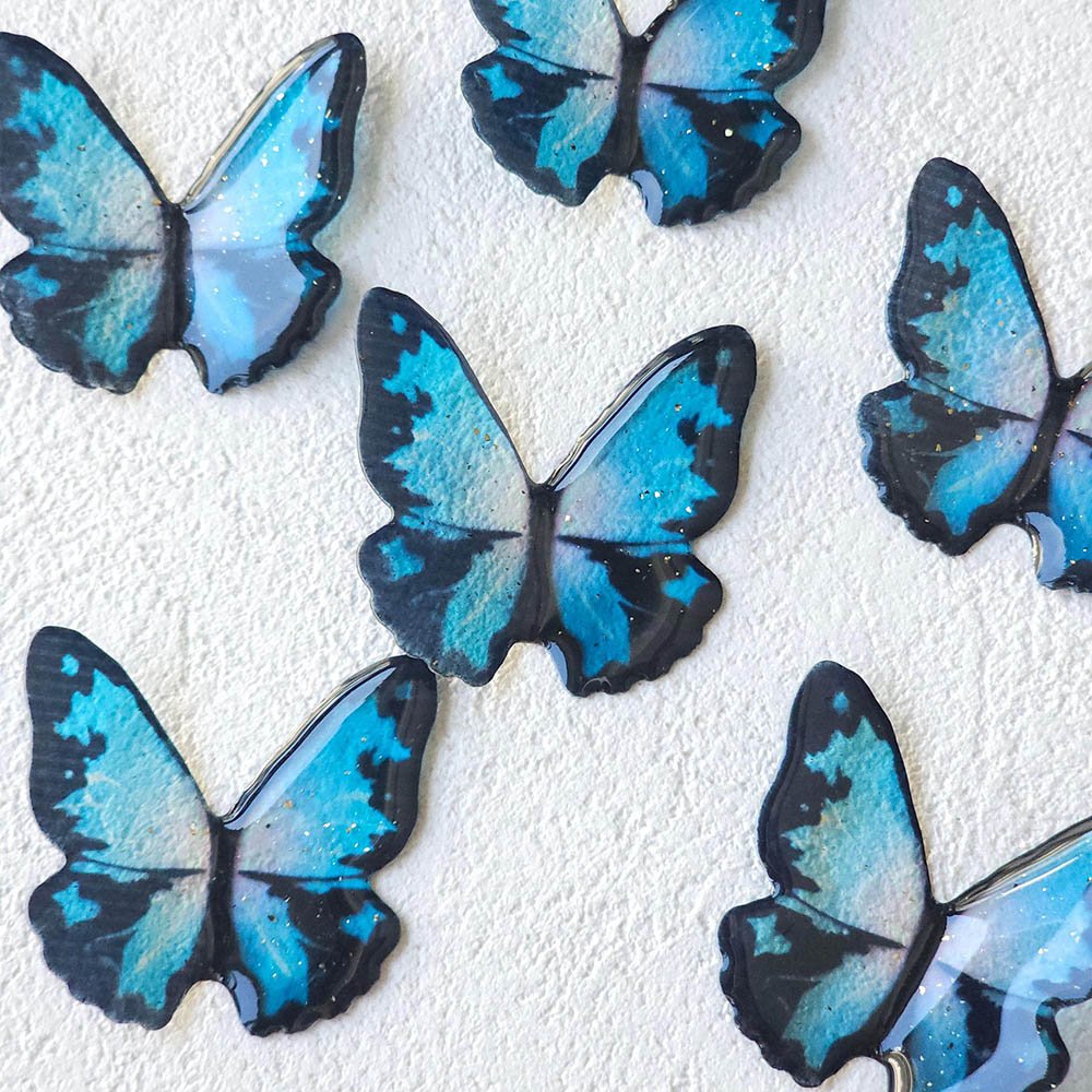Kawaii Blue Glitter Butterfly Ita Bag Decoration Set