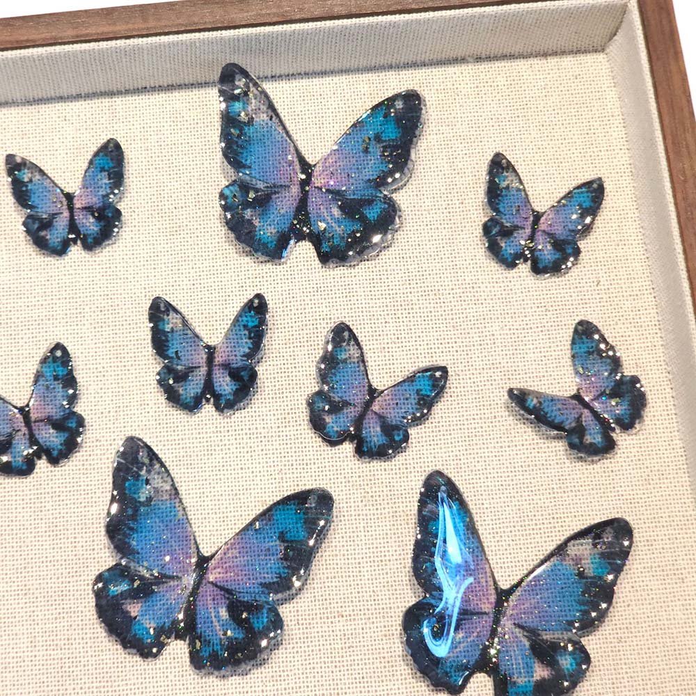 Kawaii Blue Glitter Butterfly Ita Bag Decoration Set